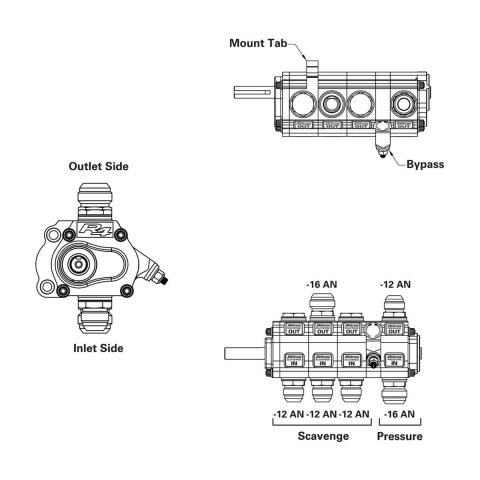 Peterson Fluid Systems R4 4-Stage Oil Pump - Left Side Mount - Rear Drive thumbnail 2