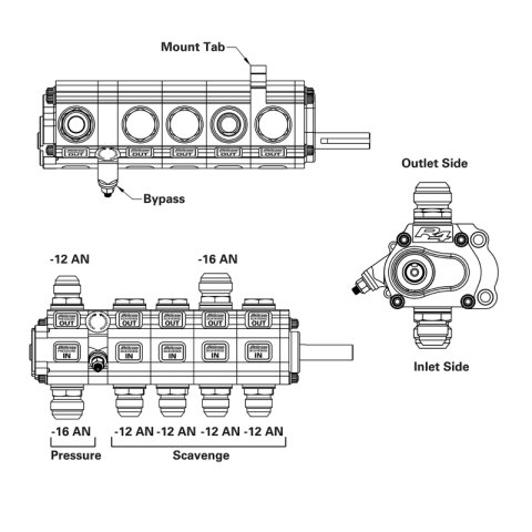 Peterson Fluid Systems R4 5-Stage Oil Pump - Right Side Mount - HV - Rear Drive Drag thumbnail 6