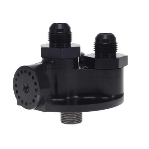 Peterson Fluid Systems Remote Filter Mount 13/16 -16AN Thread -12AN Fittings - Chevrolet Style
