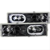 ANZO 1988-1998 Chevrolet C1500 Crystal Headlights Carbon w/ Halo thumbnail 2