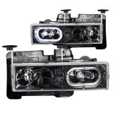 ANZO 1988-1998 Chevrolet C1500 Crystal Headlights Carbon w/ Halo thumbnail 5