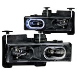 ANZO 1988-1998 Chevrolet C1500 Crystal Headlights Black w/ Halo thumbnail 6