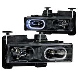 ANZO 1988-1998 Chevrolet C1500 Crystal Headlights Black w/ Halo thumbnail 7
