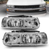 ANZO 1999-2002 Chevrolet Silverado 1500 Crystal Headlights Chrome thumbnail 5