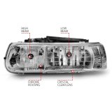 ANZO 1999-2002 Chevrolet Silverado 1500 Crystal Headlights Chrome thumbnail 8