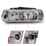 ANZO 1999-2002 Chevrolet Silverado 1500 Crystal Headlights Chrome thumbnail 9