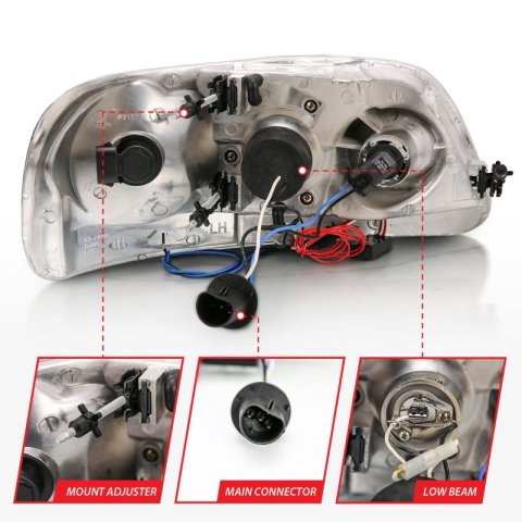 ANZO 1997.5-2003 Ford F-150 Projector Headlights w/ Halo and LED Black 1pc thumbnail 8