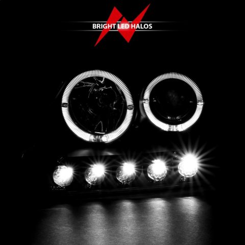 ANZO 1997.5-2003 Ford F-150 Projector Headlights w/ Halo and LED Black 1pc thumbnail 9
