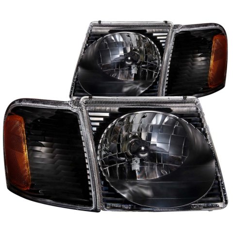 ANZO 2001-2005 Ford Explorer Crystal Headlights Black thumbnail 2
