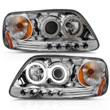 ANZO 1997.5-2003 Ford F-150 Projector Headlights w/ Halo Chrome 1pc thumbnail 6