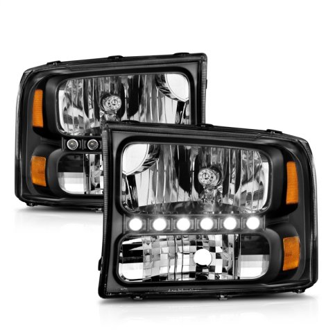 ANZO 2000-2004 Ford Excursion Crystal Headlights Black w/ LED 1pc thumbnail 9