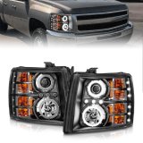 ANZO 2007-2013 Chevrolet Silverado 1500 Projector Headlights w/ Halo Black thumbnail 7