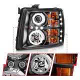 ANZO 2007-2013 Chevrolet Silverado 1500 Projector Headlights w/ Halo Black thumbnail 8