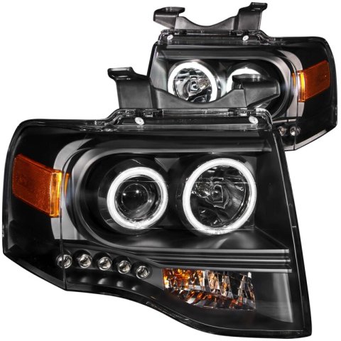 ANZO 2007-2014 Ford Expedition Projector Headlights w/ Halo Black thumbnail 7