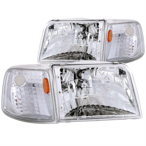 ANZO 1993-1997 Ford Ranger Crystal Headlights Chrome w/ Corner Lights 2pc thumbnail 1