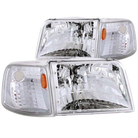 ANZO 1993-1997 Ford Ranger Crystal Headlights Chrome w/ Corner Lights 2pc thumbnail 5