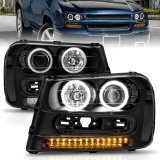 ANZO 2002-2009 Chevrolet Trailblazer Projector Headlights w/ Halo Black thumbnail 4