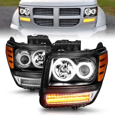 ANZO 2007-2012 Dodge Nitro Projector Headlights w/ Halo Black (CCFL) G2 thumbnail 5