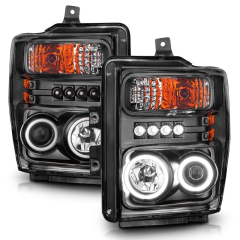 ANZO 2008-2010 Ford F-250 Projector Headlights w/ Halo Black (CCFL) thumbnail 8