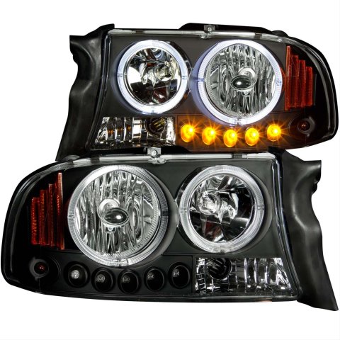 ANZO 1997-2004 Dodge Dakota Projector Headlights w/ Halo Black 1 pc thumbnail 2