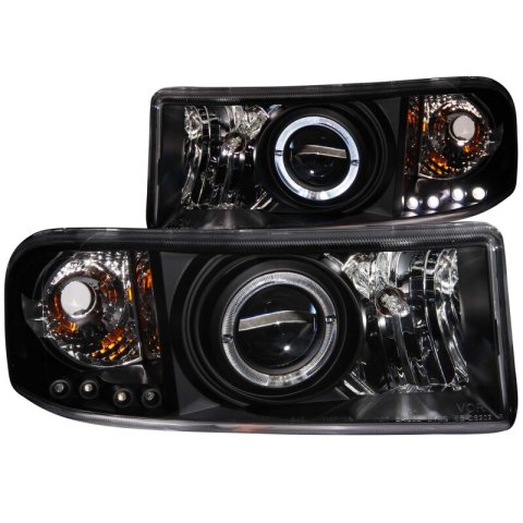 ANZO 1994-2001 Dodge Ram Projector Headlights w/ Halo Black thumbnail 4