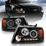 ANZO 2004-2008 Ford F-150 Projector Headlights w/ Halo and LED Black G2 thumbnail 6