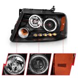 ANZO 2004-2008 Ford F-150 Projector Headlights w/ Halo and LED Black G2 thumbnail 9