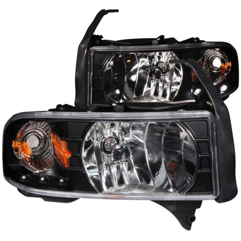 ANZO 1994-2001 Dodge Ram Crystal Headlights Black w/ LED thumbnail 3