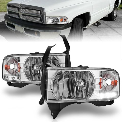 ANZO 1994-2001 Dodge Ram Crystal Headlights Chrome w/ LED thumbnail 4