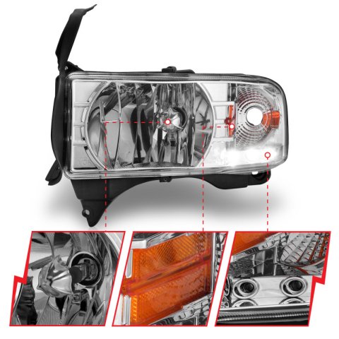 ANZO 1994-2001 Dodge Ram Crystal Headlights Chrome w/ LED thumbnail 8
