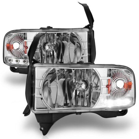 ANZO 1994-2001 Dodge Ram Crystal Headlights Chrome w/ LED thumbnail 9
