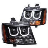 ANZO 2007-2013 Chevrolet Avalanche Projector Headlights w/ U-Bar Black thumbnail 1