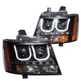 ANZO 2007-2013 Chevrolet Avalanche Projector Headlights w/ U-Bar Black thumbnail 5