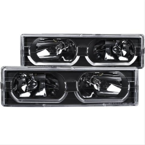 ANZO 1988-1998 Chevrolet C1500 Crystal Headlights Black w/ Low - Brow thumbnail 1