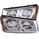 ANZO 2003-2006 Chevrolet Silverado 1500 Projector Headlights w/ U-Bar Chrome thumbnail 1
