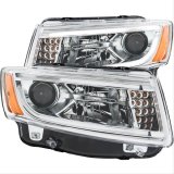 ANZO 2014-2015 Jeep Grand Cherokee Projector Headlights w/ Plank Style Design Chrome thumbnail 1