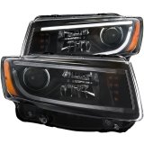 ANZO 2014-2015 Jeep Grand Cherokee Projector Headlights w/ Plank Style Design Black thumbnail 5