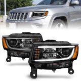 ANZO 2014-2015 Jeep Grand Cherokee Projector Headlights w/ Plank Style Design Black thumbnail 6