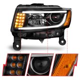 ANZO 2014-2015 Jeep Grand Cherokee Projector Headlights w/ Plank Style Design Black thumbnail 7