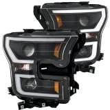 ANZO 2015-2016 Ford F-150 Projector Headlights w/ Plank Style Design Black w/ Amber thumbnail 4