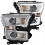 ANZO 2015-2016 Ford F-150 Projector Headlights w/ Plank Style Design Chrome w/ Amber thumbnail 1