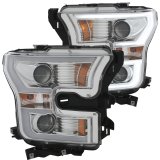 ANZO 2015-2016 Ford F-150 Projector Headlights w/ Plank Style Design Chrome w/ Amber thumbnail 4