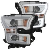 ANZO 2015-2016 Ford F-150 Projector Headlights w/ Plank Style Design Chrome w/ Amber thumbnail 5