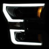 ANZO 2015-2017 Ford F-150 Projector Headlights w/ Plank Style Switchback Black w/ Amber thumbnail 3