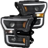 ANZO 2015-2017 Ford F-150 Projector Headlights w/ Plank Style Switchback Black w/ Amber thumbnail 5