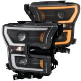 ANZO 2015-2017 Ford F-150 Projector Headlights w/ Plank Style Switchback Black w/ Amber thumbnail 9