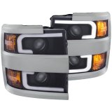 ANZO 2015-2016 Chevrolet Silverado Projector Headlights w/ Plank Style Design Black w/ Amber thumbnail 4