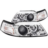 ANZO 1999-2004 Ford Mustang Projector Headlights Chrome thumbnail 1