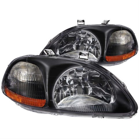 ANZO 1996-1998 Honda Civic Crystal Headlights Black thumbnail 1