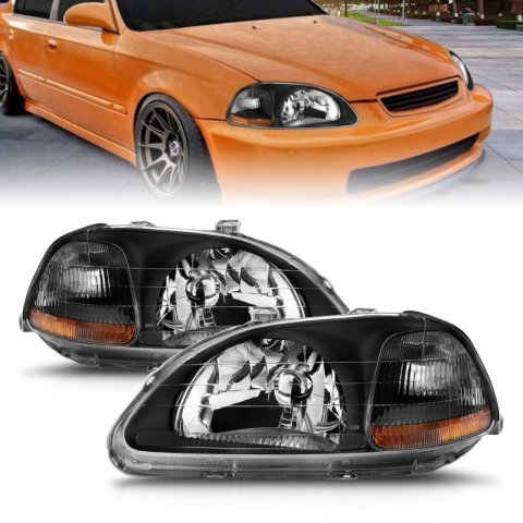 ANZO 1996-1998 Honda Civic Crystal Headlights Black thumbnail 4